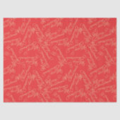 Elegant Script Merry Christmas Pattern/ Red & Gold Seidenpapier (Vorderseite)