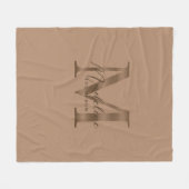 Elegant Script Metallic Taupe Gold Monogram Fleecedecke (Vorderseite (Horizontal))