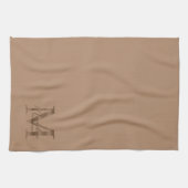 Elegant Script Metallic Taupe Gold Monogram Geschirrtuch (Horizontal)