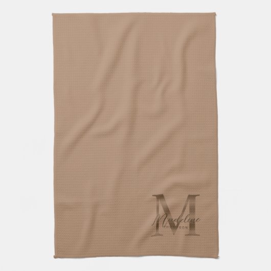 Elegant Script Metallic Taupe Gold Monogram Geschirrtuch (Vertikal)
