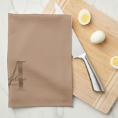 Elegant Script Metallic Taupe Gold Monogram Geschirrtuch (Viertel Falte)