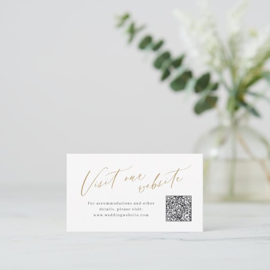 Elegant script minimal QR code website Insert card Platzkarte (Stehend Vorderseite)