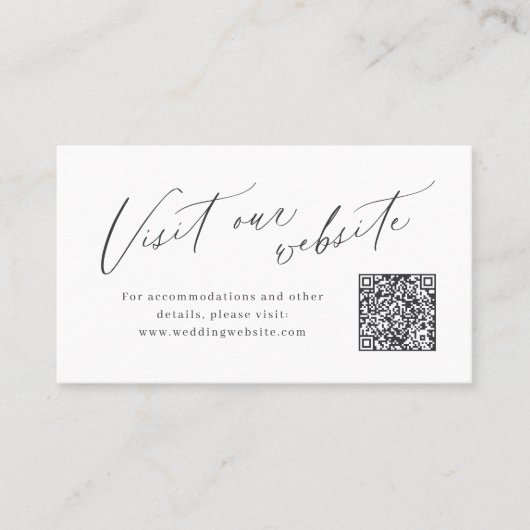 Elegant script minimal QR code website Insert card Platzkarte (Vorderseite)