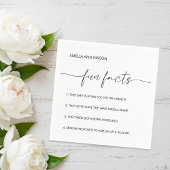 Elegant Script Minimalist Fun Facts Wedding Serviette