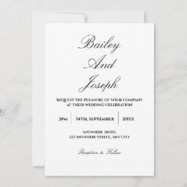 Elegant Script Minimalist Wedding Invitation Einladung