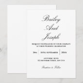 Elegant Script Minimalist Wedding Invitation Einladung (Vorne/Hinten)