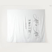 Elegant Script Minimalist Wedding Photo Backdrop  Wandteppich (Vorderseite (Horizontal))