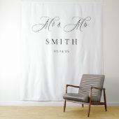 Elegant Script Minimalist Wedding Photo Backdrop  Wandteppich (Beispiel)