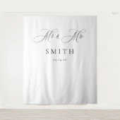 Elegant Script Minimalist Wedding Photo Backdrop  Wandteppich (Vorderseite)