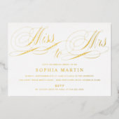 Elegant Script Miss to Mrs. Bridal Shower Gold Folieneinladung (Vorderseite)