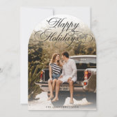 Elegant Script Modern Arch 1 Photo Christmas Card Einladung (Vorderseite)