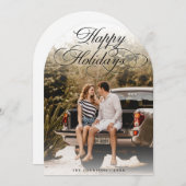 Elegant Script Modern Arch 1 Photo Christmas Card Einladung (Vorne/Hinten)