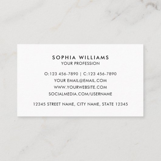 Elegant Script Modern Minimalist Black Visitenkarte (Rückseite)