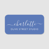 Elegant Script Modern Name Blue Business  Namensschild (Vorderseite)