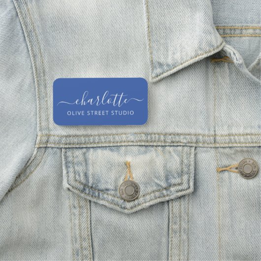 Elegant Script Modern Name Blue Business  Namensschild (Beispiel)