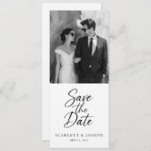 Elegant Script Modern QR Code Photo Bookmark Save The Date (Vorne/Hinten)