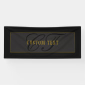 Elegant Script Monogram Black & Gold Banner (Horizontal)
