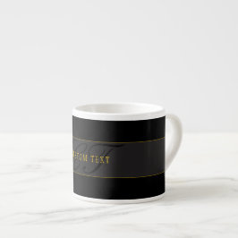 Elegant Script Monogram Black & Gold Espressotasse