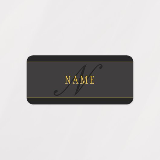 Elegant Script Monogram Black & Gold Etiketten (Design 1)