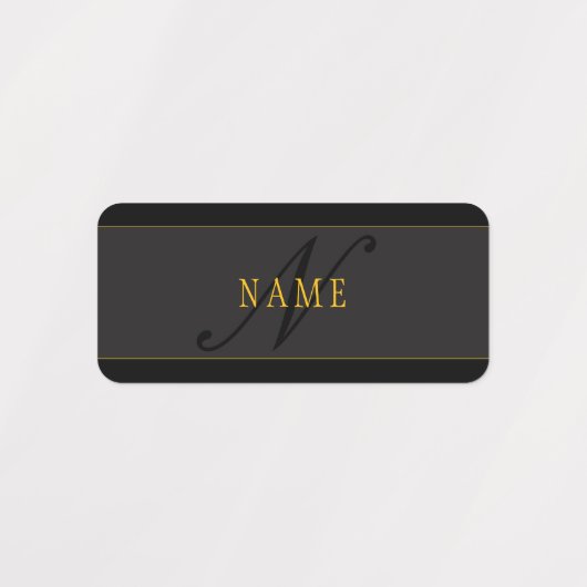 Elegant Script Monogram Black & Gold Etiketten (Design 2)