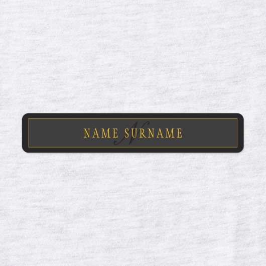 Elegant Script Monogram Black & Gold Etiketten (Design 2)