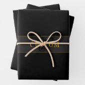 Elegant Script Monogram Black & Gold Geschenkpapier Set (Beispiel)