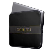 Elegant Script Monogram Black & Gold Laptopschutzhülle (Vorderseite Links)