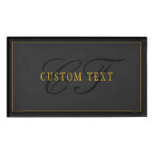 Elegant Script Monogram Black & Gold Namenschild (Vorderseite)