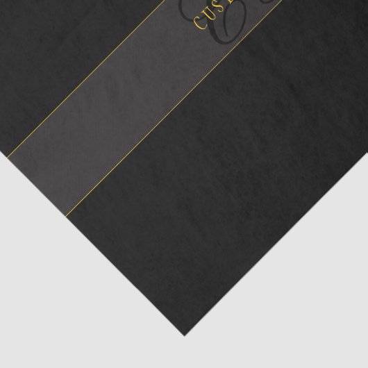 Elegant Script Monogram Black & Gold Seidenpapier (Ausschnitt)