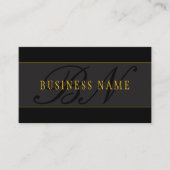 Elegant Script Monogram Black & Gold Visitenkarte (Vorderseite)