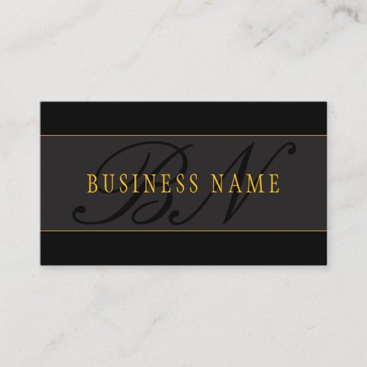 Elegant Script Monogram Black & Gold Visitenkarte (Vorderseite)