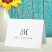 Elegant Script Monogram Black White Note Cards Dankeskarte