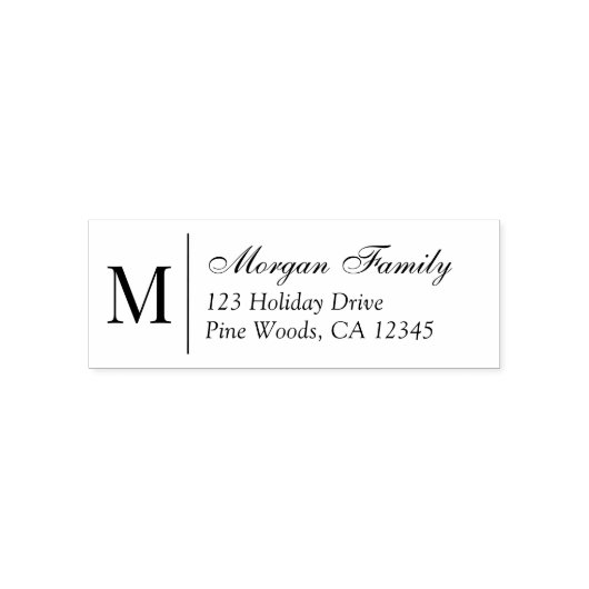 Elegant Script Monogram Christmas Return Address Permastempel (Design)