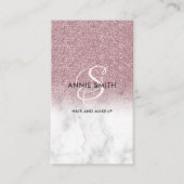 Elegant Script Monogram Marble Rose Gold Glitter Visitenkarte (Vorderseite)