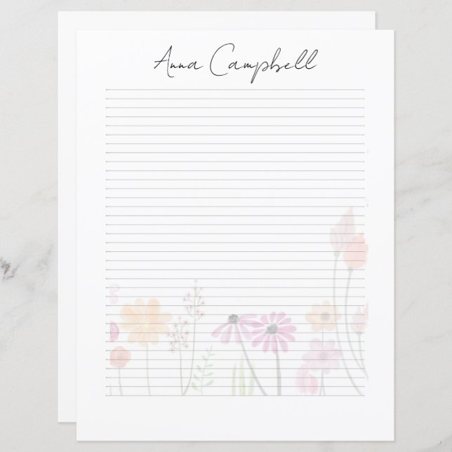 Elegant Script Monogram Personalized Stationery (Vorne/Hinten)