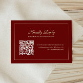Elegant Script Monogram Wine Red QR Code Wedding RSVP Karte