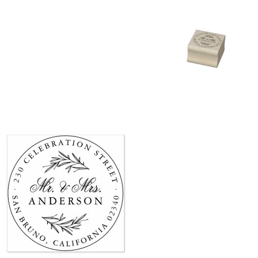 Elegant Script Mr. & Mrs. Newlywed Rücksendeadress Gummistempel (Stempel)