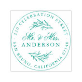 Elegant Script Mr. & Mrs. Newlywed Rücksendeadress Permastempel (Design)