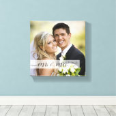 Elegant Script Mr. & Mrs. Wedding Date | Eintritt Leinwanddruck (Insitu (Holzboden))