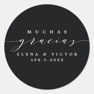 ELEGANT SCRIPT MUCHAS GRACIAS   DANK IHNEN STICKER