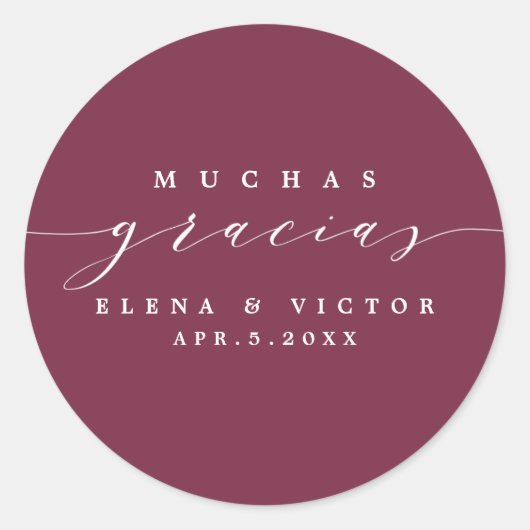 ELEGANT SCRIPT MUCHAS GRACIAS | DANK IHNEN STICKER (Vorderseite)