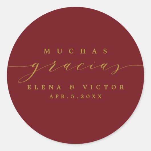 ELEGANT SCRIPT MUCHAS GRACIAS | DANK IHNEN STICKER (Vorderseite)