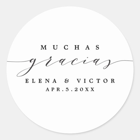 ELEGANT SCRIPT MUCHAS GRACIAS | DANK IHNEN STICKER (Vorderseite)