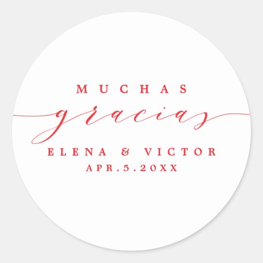 ELEGANT SCRIPT MUCHAS GRACIAS | DANK IHNEN STICKER (Vorderseite)