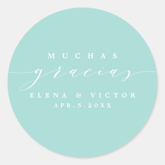 ELEGANT SCRIPT MUCHAS GRACIAS | DANK IHNEN STICKER (Vorderseite)
