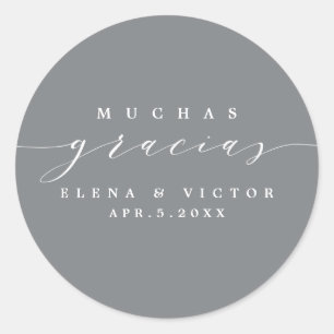 ELEGANT SCRIPT MUCHAS GRACIAS   DANK IHNEN STICKER