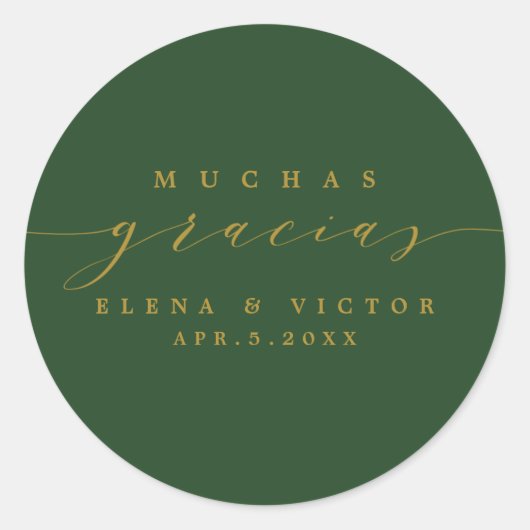 ELEGANT SCRIPT MUCHAS GRACIAS | DANK IHNEN STICKER (Vorderseite)