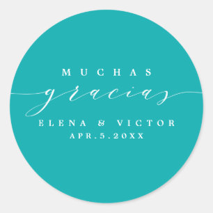 ELEGANT SCRIPT MUCHAS GRACIAS   DANK IHNEN STICKER