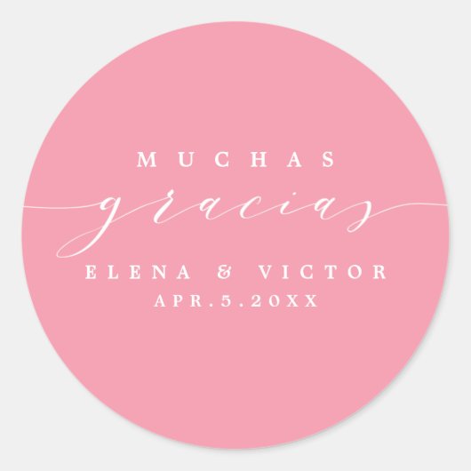 ELEGANT SCRIPT MUCHAS GRACIAS | DANK IHNEN STICKER (Vorderseite)