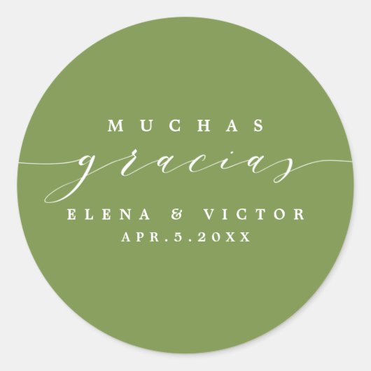 ELEGANT SCRIPT MUCHAS GRACIAS | DANK IHNEN STICKER (Vorderseite)